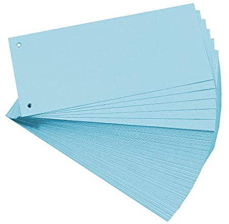 Exacompta 13415B 100er Pack Karton-Trennstreifen. 10,5 x 24 cm blau. Für eine übersichtliche Anblage Ihrer Dokumente. Trennlaschen Trennblätter Ordner Register Blauer Engel