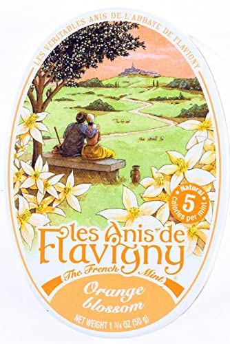 Les Anis de Flavigny French Mints Candy – Orange Blossom Flavor Hard Candy, Natural Gourmet Sweets in Classic Tin, 50g (1.75 oz) Each (Pack of 2)