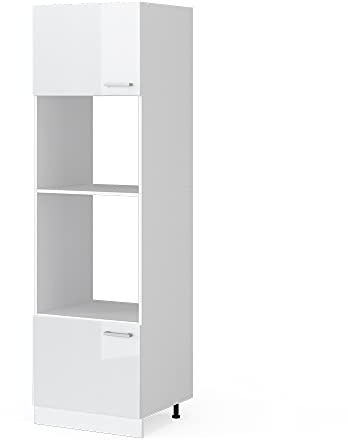 Vicco Armario para microondas R-Line, Blanco Alto Brillo, 60 cm, para combinación Libre Dentro de Sistemas de Cocina modulares