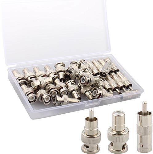 VISSQH 30pcs BNC to RCA Kit ，10pcs Macho BNC a Macho RCA+ 10pcs BNC Macho a RCA Hembra+10pcs BNC Hembra a RCA Macho para DVR,cámaras,conmutadores,TV por Cable y Otros Dispositivos