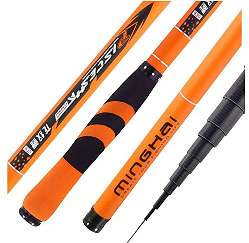 DawnDream Angelrute Kohlefaser-Teleskop-Angelrute Hand-polig Karpfen Ultraleicht Super Hard Travel 3.6/4,5/5.4/6.3/7,2m Stipprute (Color : Orange, Length : 6.3 m)