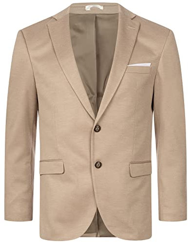 Indumentum Herren Sakko Blazer Sportlich Jacke Jackett Slim Fit Herrensakko Übergangsjacke Herrenblazer Anzugjacke IJS-102 Dunkelbeige 3XL