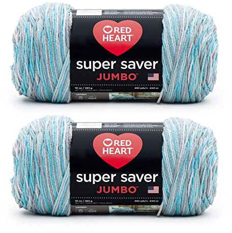 Red Heart Super Saver Jumbo Icelandic Yarn - 2 Pack of 283g/10oz - Acrylic - 4 Medium (Worsted) - 482 Yards - Knitting/Crochet