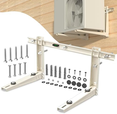 Mini Split Wall Mounting Bracket: Wall Mount Ac Bracket for Outside 7000-12000 BTU Mini Split Air Conditioner with Leveler Universal Ductless AC and Heat Pump Systems Outdoor- Up to 400 LBS