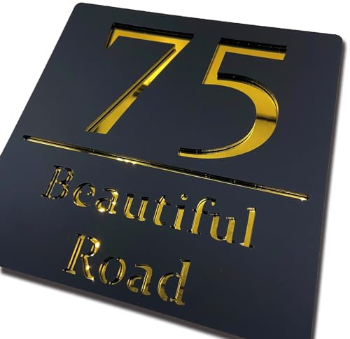 Kundenspezifische 3D Acryl hohle schwarze Gold Hausnummer Schild für draußen mit Shop Adresse Straßenname gemacht Platte benutzerdefinierte Adresse Tür Einweihungsgeschenke