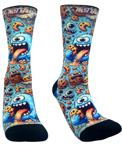 XMTBSTYLE Calcetines Deportivos Hombre Mujer Estampados –Crossfit, Running, Ciclismo, MTB, Gym, Fitness y Senderismo – Transpirables, Antiampollas y Resistentes – Regalo Original - Galletas M
