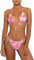 Aretas Rosa Floral Bikini Damen Set Zweiteiliger Neckholder Triangel Sexy Tanga String Push Up Badeanzug Bademode Seitlicher Schnürung Brazilian Style Verstellbare