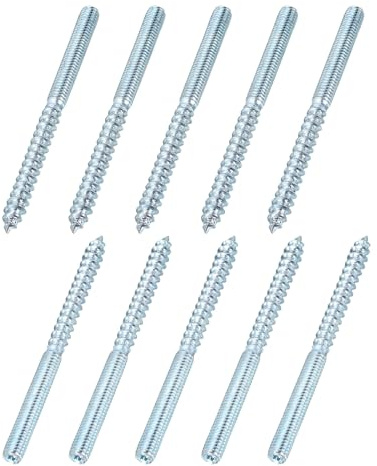 MECCANIXITY M6 Hanger Bolts, 3.15(80mm) Length Double Headed Hanger Bolts 0.24(6mm) Wood Dowel Screw Self-Tapping Threaded Rods Screw for Assembling Wood Furniture Joint, Pack of 10