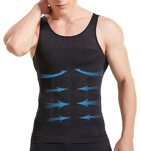 viiotu Compression Vest for Men Shapewear Slimming Vest Tummy Control Body Shaper Undershirt Tank Tops Black