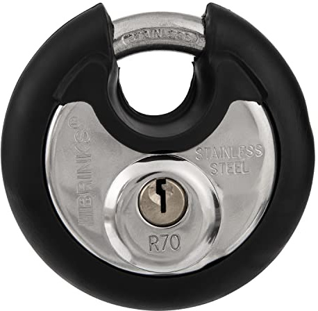 BRINKS 673-70001 BRINKS-70mm Commercial Keyed Discus Padlock Body with Stainless Steel Shackle, Black