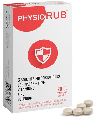 PHYSIORUB - Comprimés à Croquer Défense Immunitaire Adulte & Gorge - Postbiotiques Tyndallisés - Échinacée Thym - Vitamine Immunité - Selenium Zinc - vitamine immunité adulte
