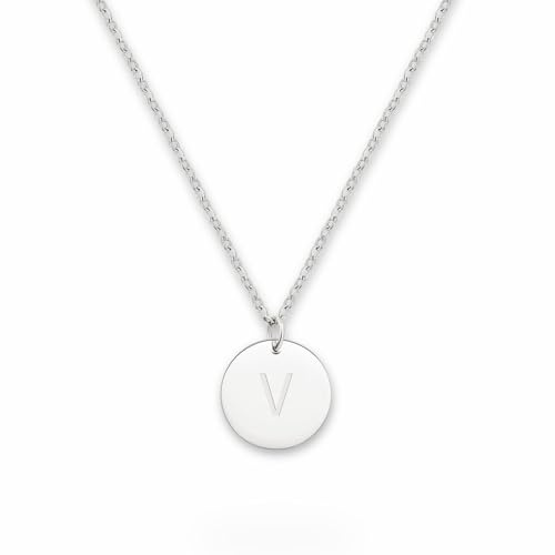 GOOD.designs ® Halsband med bokstäver i silver, initialer halsband av rostfritt stål, 45 + 5 cm, Rostfritt stål (V)