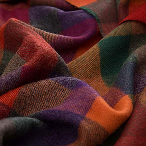 Lorenzo Cana - Coperta di lusso in alpaca al 100% lana di alpaca, soffice coperta morbida, a quadri, colore: rosso/arancione e verde, coperta per divano - 96283