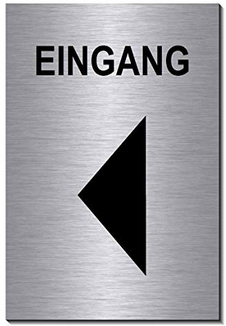 Eingang links-Symbol-Schild 150 x 100 x 3 mm-Aluminium Edelstahloptik silber mattgebürstet Hinweisschild (1905-60 mit Löcher)