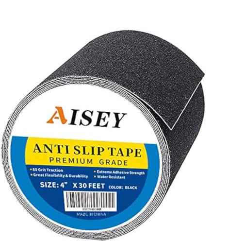 AISEY 10cm*9.2m Anti Slip Tape Grip Traction Outdoor Stair Treads, Non Skid Safety Tape for Stairs, Steps, Floors, Ramps, Skateboard Black