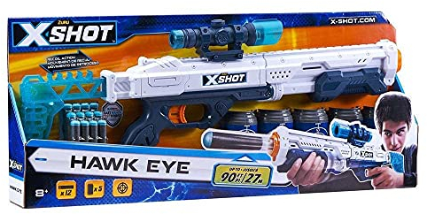 X-Shot Excel Hawk Eye Blaster Toy, Schaumstoffpfeil-Speer (16 Darts, Stile können variieren)
