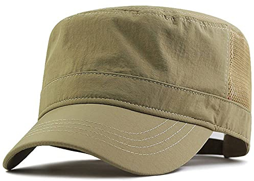 Casquette militaire XXL 62-65 cm style à sommet plat, chapeau surdimensionné en maille respirante à séchage rapide, kaki, XX-Large