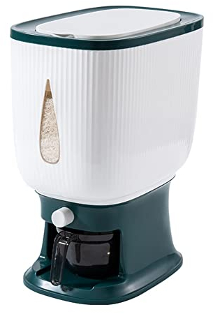 Dehumi Distributeur de Riz Automatique 10Kg avec Tasse de RinçAge Distributeur de Riz Intelligent Stockage de Riz Seau de Riz Domestique BoîTe de Riz-A