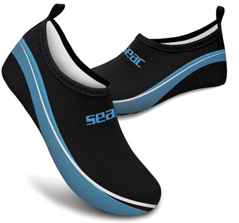 SEAC Smile, Zapatillas Deportivas Acuáticas, para el Mar, la Playa y la Piscina, Antideslizantes, Elásticas, Negro, 43 EU