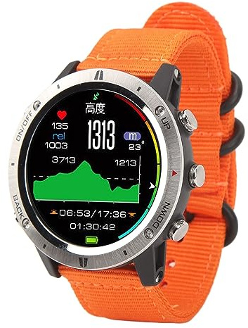 BROLEO Smartwatch sportivo, 4.0 1.28 pollici IPS TFT Full Touch Screen Uomo Orologio sportivo digitale impermeabile 50M per ciclismo (arancione)