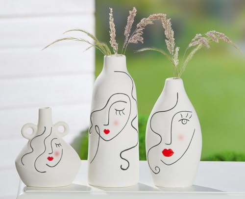 Gilde Vase mit Linien Gesicht Linha H. 26cm 52552