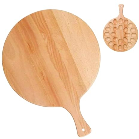 Fuente de huevos rellenos, soportes para huevos de madera - Bandeja para servir huevos de encimera,Platos redondos para servir huevos con 24 agujeros, tabla de queso de madera, bandeja para servir pos