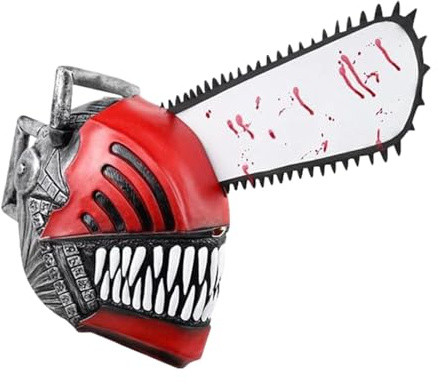 Chainsaw Man Anime Ma-sk With Chain Braid, Bloody Pochita Denji Ma-sk For Halloween Cosplay Masquerade Costume Party