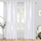 CUTEWIND Gardinen Weiß Transparent Vorhänge Weiss Schlafzimmer Ösenschal 2er Set, 200 cm Lang, 140 cm Breit, Vorhang mit Ösen Durchsichtig Gardine Fenster Wohnzimmer Kinderzimmer