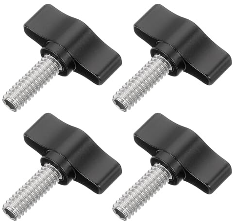 QUARKZMAN 4 Pz 1/4 - 18.4 Vite a Mano, 304 Acciaio Inossidabile Filettato Knurled Thumbscrew Vite a T Regolabile Ala Vite Manopole Viti di Serraggio per Vari Tipi, Nero