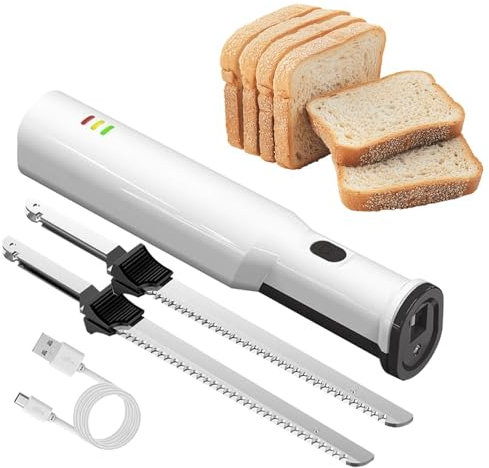 KYZTMHC Coltello Elettrico per Carne, Coltello Elettrico per Tagliare la Carne, con 2 Lame in Acciaio Inossidabile, Coltello Elettrico Professionale, per Coltello per Carne, Verdure o Pane