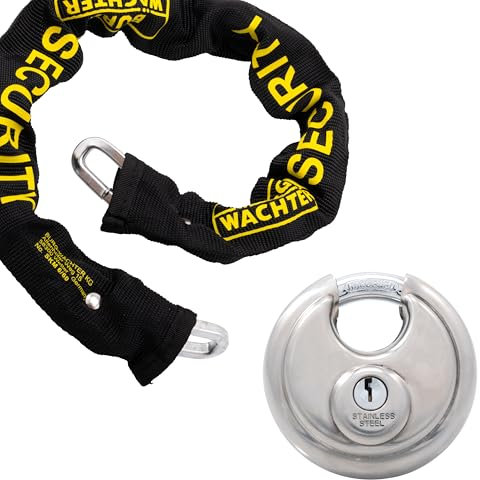 Burg Wachter SKM 6/60 SPL 60cm 6mm Security Chain & Stainless Steel Disc Padlock, Black