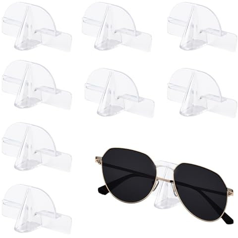 YMTWSRY 8 Stück Brillenständer, Selbstklebender Brillenhalter Wand Kreativer Nasenform Transparente Sonnenbrillen Aufbewahrung für Aufhängen und Präsentieren Gläser