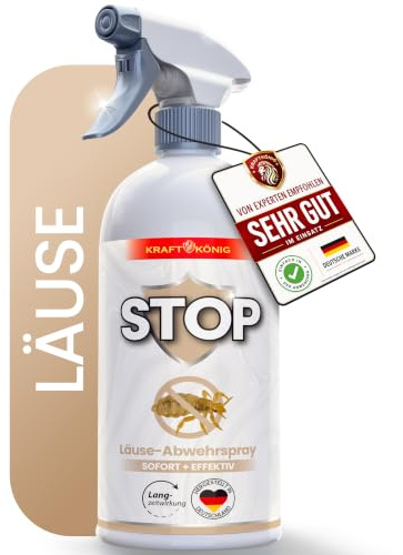 KRAFTKÖNIG Läuse Abwehrspray 500 ml – Hochwirksames Läusespray für Umgebung, Möbel & Textilien – sofort einsatzbereit mit Langzeitschutz gegen Läuse & Nissen, Made in Germany