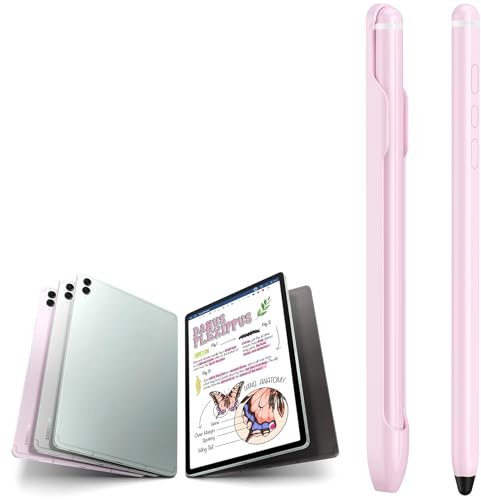 Inmatningspennor kompatibla med Samsung Galaxy Tab A9+, Ersättande Slim S-penna för Galaxy Tab A8, Samsung Tab Universal Styluspennor + S-Pen Slot-Rosa