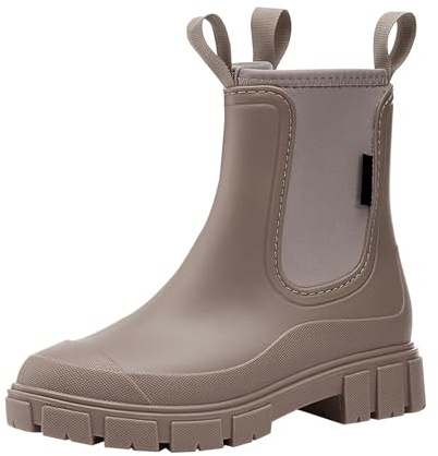Laquieio Botas De Agua Mujer Baratas Botines Impermeables Exteriores Mujeres Caucho de Pvc Botas Acolchados de Algodón Zapatos de Goma Para Mujer -1