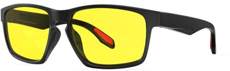Goiteia Körglasögon, blockerar 100 % blått ljus från LED-strålkastare, med antireflekterande beläggning och silikonkuddar, för nattcykling utan bländning.