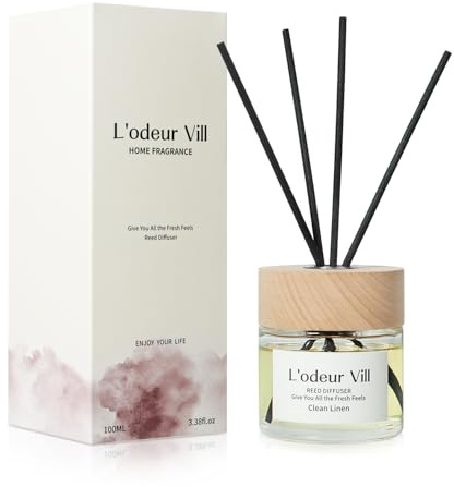 L'odeur Vill 100ml Difusor de Varillas/Lino/Ambientadores de Hogar, Ambientador Varillas/difusor de Aromas/para Decoración de Baños y Estanterías