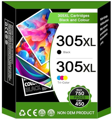 Cartuchos 305XL, Tinta Impresora 305 para HP 305 XL Negro y Color Multipack -1200 Pages-Compatible para DeskJet 2800e/ 2810e/ 2820e/ 2700/ 2720e/ Plus 4120/4110 pour HP 6000/ 6020e/ 6032e/ 6420e