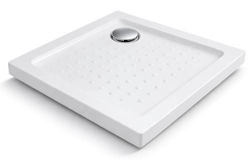 Duschkar 70 x 70 cm Glas-Resin Reptålig Kantad Vit Matt Halkfri Hållbar Och Lätt Att Installera
