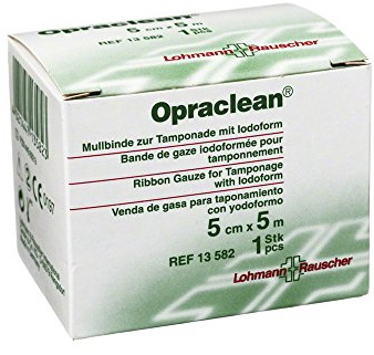 Lohmann & Rauscher Mullbinde Tamponadebinde mit Jodoform 5 cm x 5 m, 1 Stück