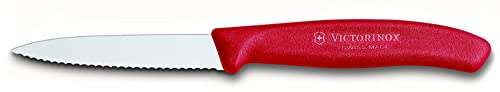 Victorinox 3.25 Inch Swiss Classic Paring Knife with Serrated Edge, Spear Point, Red