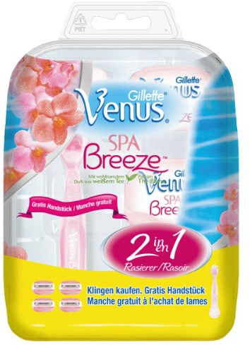 Gillette Venus BreezeSpa Starterset 4er Klingenpack mit gratis Rasiererhandstück