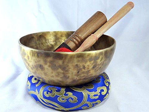Cuenco tibetano de 22,86 cm, cuenco tibetano para meditación, cuenco hecho a mano, 7 cuencos de metal de Nepal, cuencos budistas