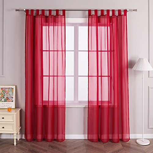 Joyswahl Gardine Uni Voile Vorhang mit Schlaufen »Julia« Dekoschal Fenster Schal BxH 140x145cm Rot 1er Pack