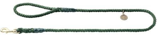 HUNTER LIST Führleine für Hunde, Messingbeschläge, Handschlaufe, maritim, 1,2 x 140 cm, oliv