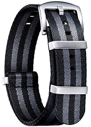 BINLUN Nylon Watch Straps Thick G10 Premium Ballistic Multicolor Replacement Watch Bands with Silver/Black Stainless Steel Buckle for Men Women 18mm 20mm 22mm 24mm（Black&Grey，20mm）