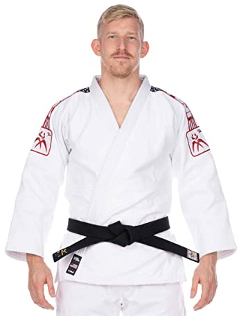 FUJI USA Judo Single Weave Judo Gi Uniform & White Belt - Kids & Adults Cotton Training Gi for Karate, White, Size 00