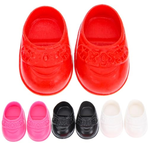 jojofuny Miniature Doll Shoes 4 Pairs for 6-8 Inch Dolls 17Cm Baby Doll Accessories Flat Shoes for Girls Bjd Princess Closet