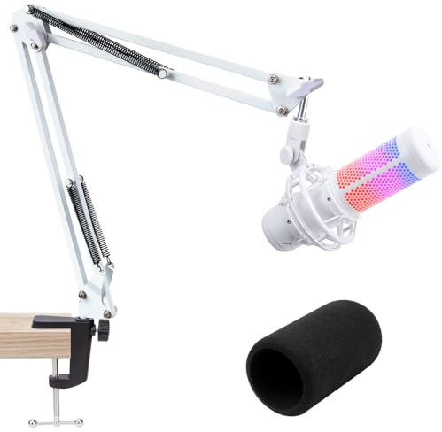 SUMMON Microphone Boom Arm,Mic Boom Arm for QuadCast S,Suspension Microphone Boom Arm with Mic foam cover,Desk Clamp Studio Boom Arm for Podcast Streaming Gaming