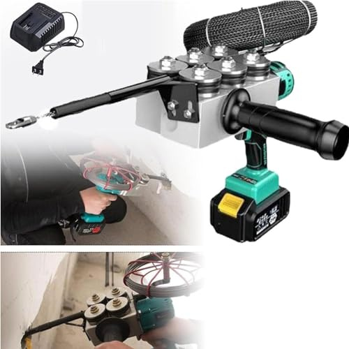 RayGenius Machine à Tirer Les Fils d'électricien Automatique avec Batterie au Lithium de 6 000 mAh – Vitesse 40 m/Min – Enfile-Fil à Travers Le Mur – Outil d'enfilage Automatique des câbles。,1battery